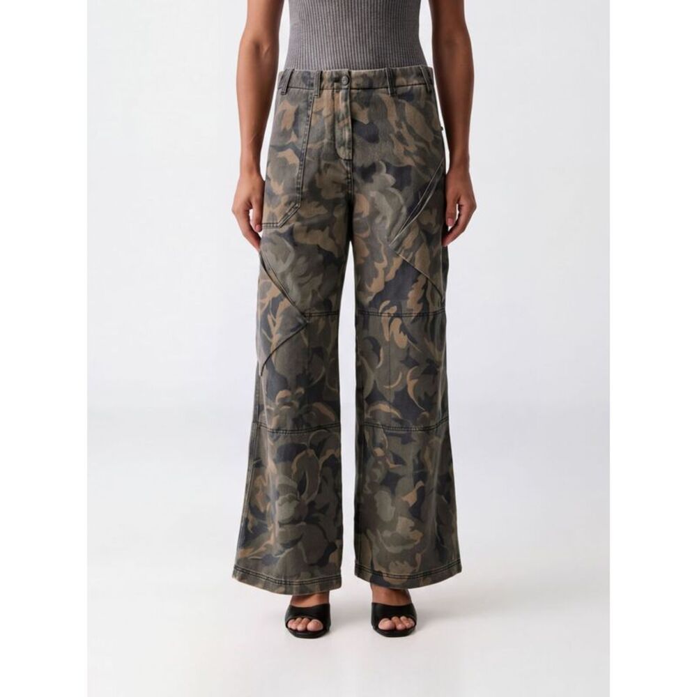 Pinko Women Pinko Haiku Camouflage Cotton Wide-Leg Cargo Trousers